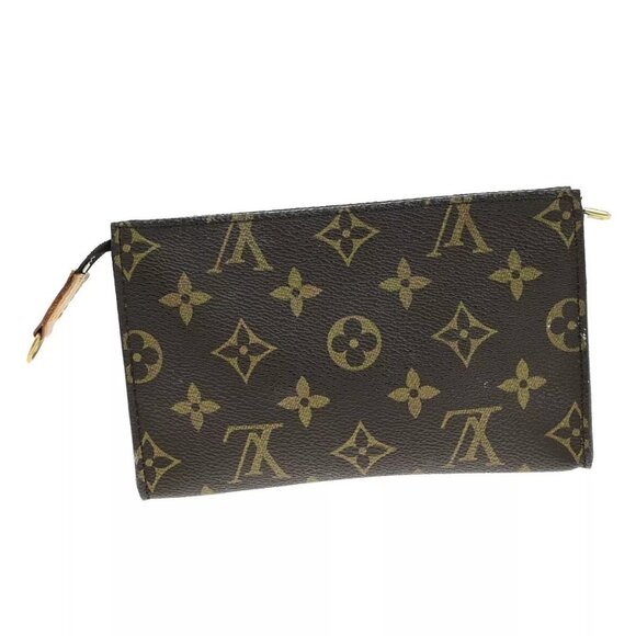 LOUIS VUITTON Logo BUCKET PM Pouch Bag Monogram Leather Brown France 60EE073 - Picture 10 of 13